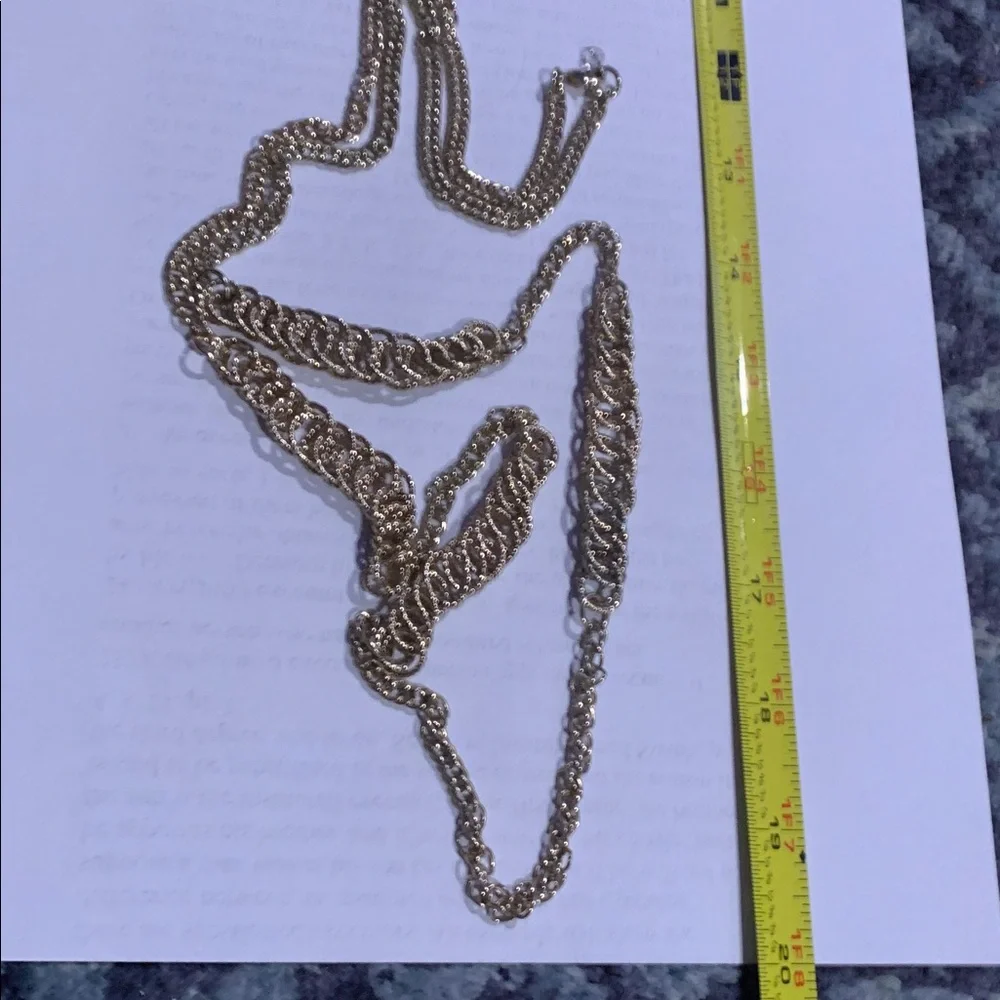 Vintage aged textured gold large and small link chain 40”necklace - Picture 2 of 5